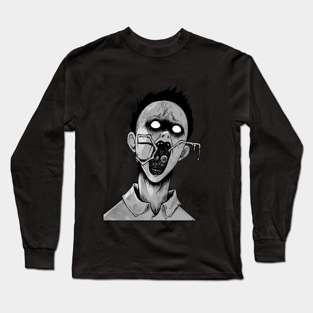 Zombie Boy Walking Long Sleeve T-Shirt by Red Rov